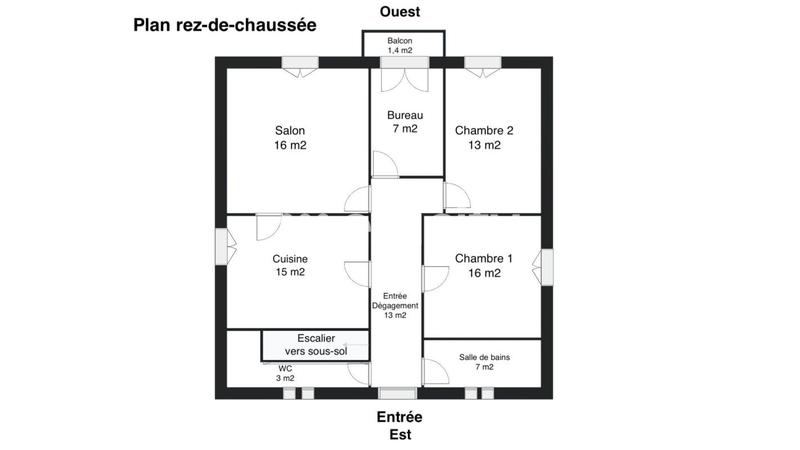 Maison - 90 m² - 5 pièces