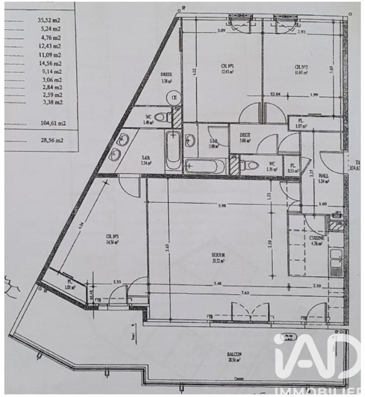 Appartement - 105 m² - 4 pièces