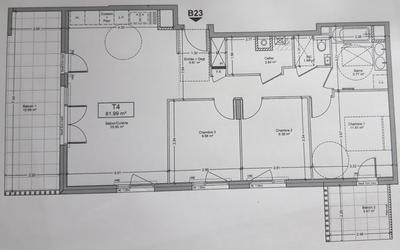 Appartement - 82 m² - 4 pièces