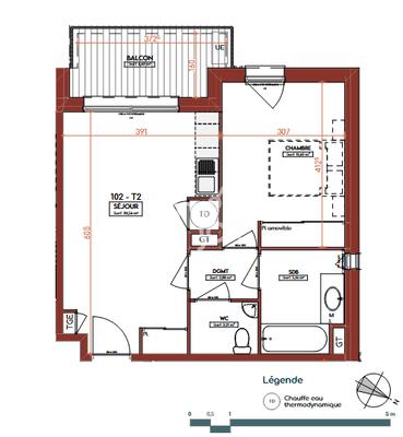 Appartement - 43 m² - 2 pièces