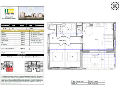 Appartement - 65 m² - 3 pièces