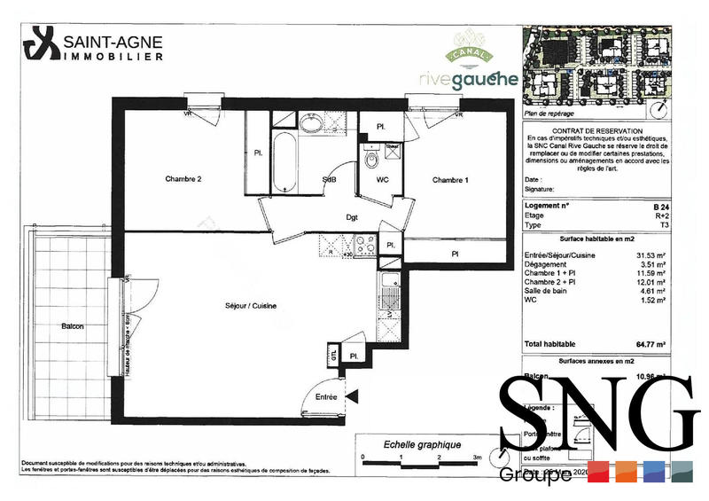 Appartement - 65 m² - 3 pièces