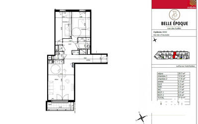 Appartement - 72 m² - 3 pièces