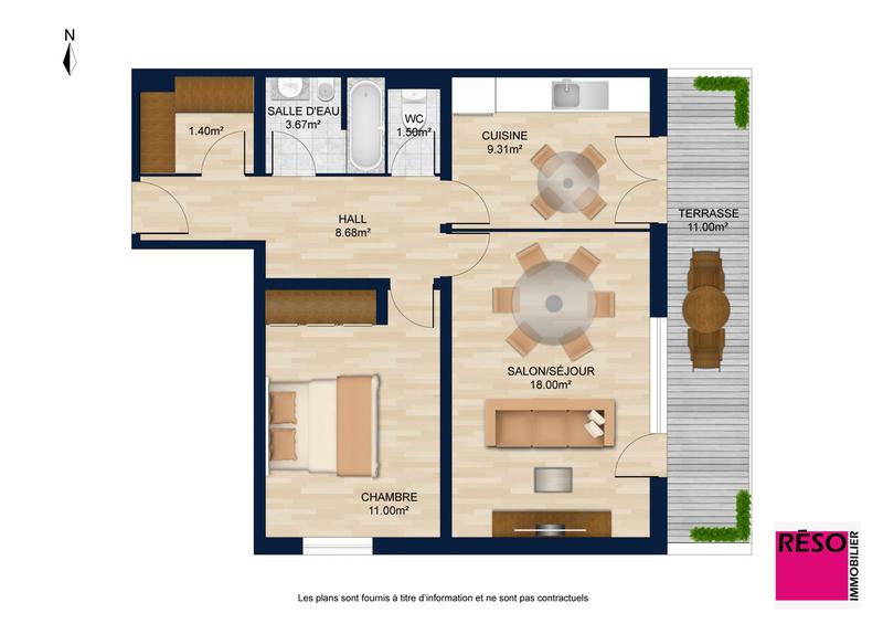 Appartement - 56 m² - 2 pièces