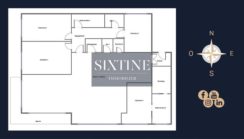 Appartement - 140 m² - 5 pièces