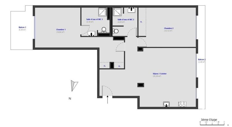 Appartement - 80 m² - 3 pièces