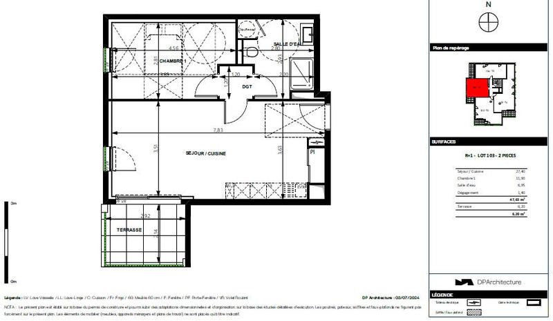 Appartement - 47 m² - 2 pièces