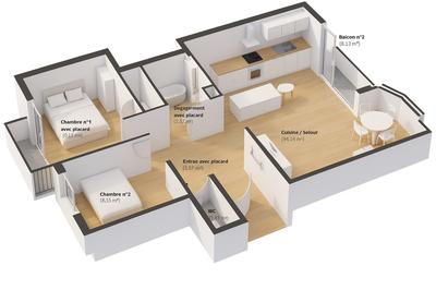 Appartement - 66 m² - 4 pièces