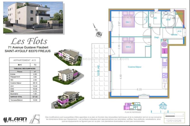 Appartement - 67 m² - 3 pièces