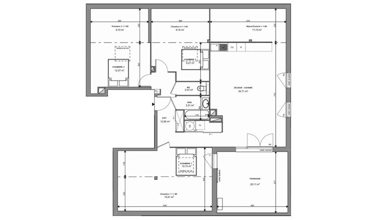 Appartement - 87 m² - 4 pièces