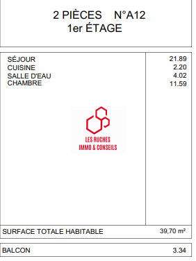 Appartement - 40 m² - 2 pièces