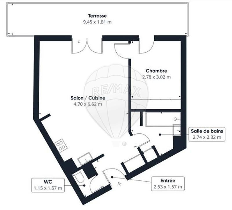 Appartement - 49 m² - 2 pièces