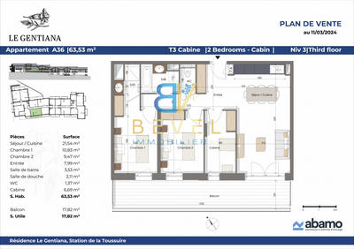 Appartement - 64 m² - 3 pièces