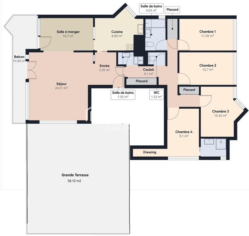 Appartement - 116 m² - 6 pièces