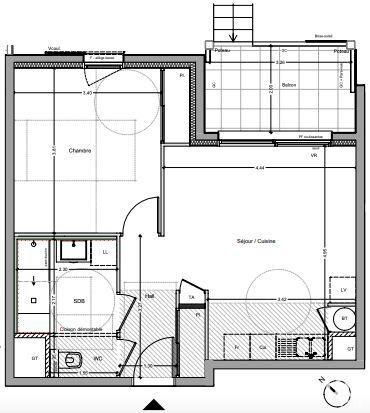 Appartement - 45 m² - 2 pièces