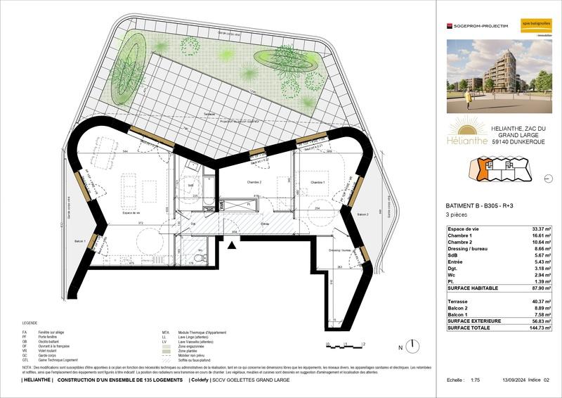 Appartement - 88 m² - 3 pièces