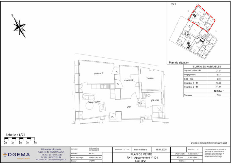 Appartement - 60 m² - 3 pièces