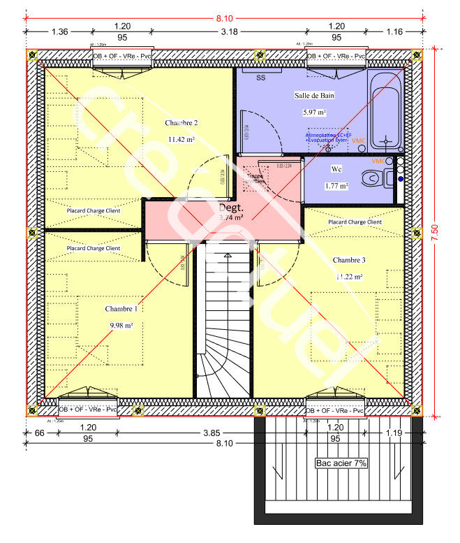 Maison - 80 m² - 4 pièces