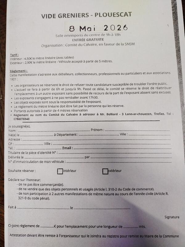 Vide grenier du comité du calvaire en faveur de la snsm