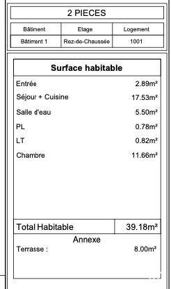 Appartement - 39 m² - 2 pièces