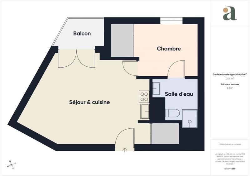 Appartement ancien - 35 m² - 2 pièces