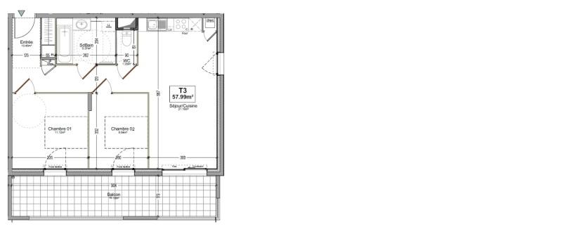 Appartement - 57 m² - 3 pièces