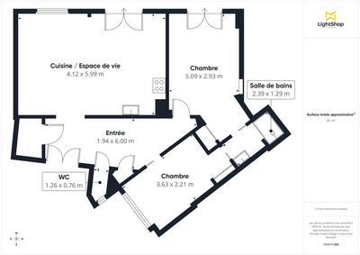 Appartement - 63 m² - 3 pièces