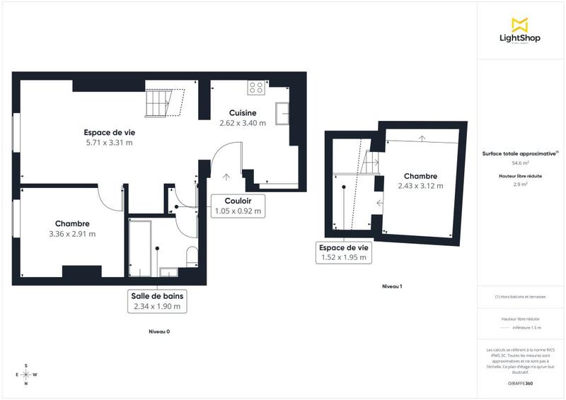 Appartement - 45 m² - 2 pièces