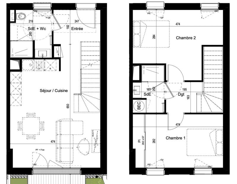 Maison - 70 m² - 3 pièces