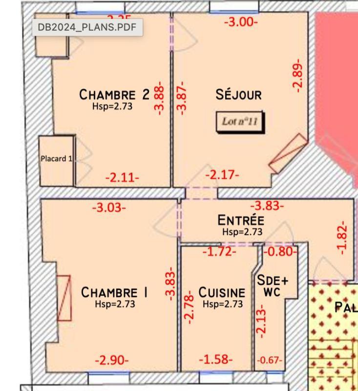 Appartement - 47 m² - 3 pièces