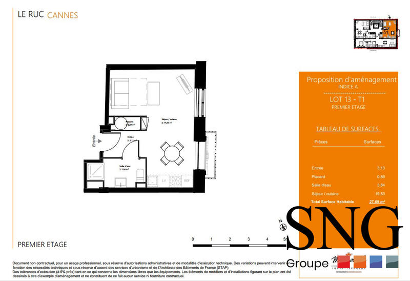 Appartement - 27 m² - 1 pièce