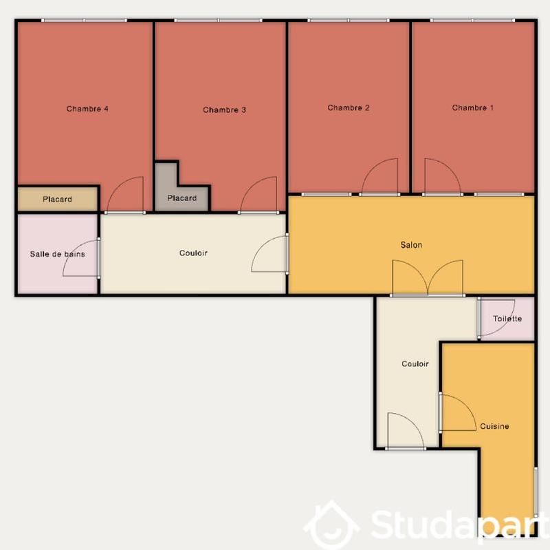 Chambre - 12 m² - 1 pièce