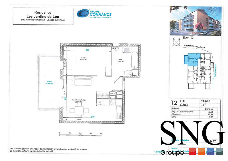 Appartement - 43 m² - 2 pièces