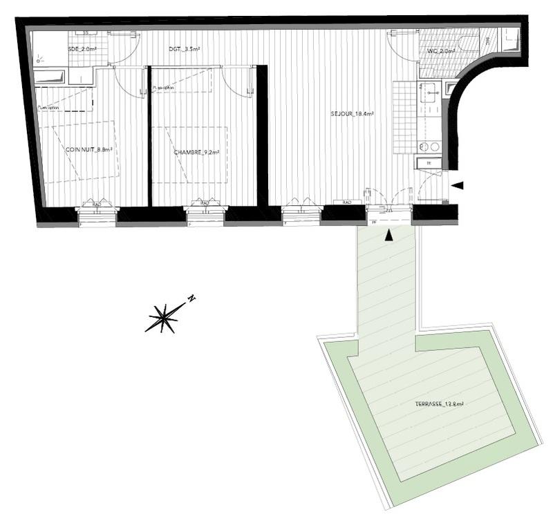 Appartement - 44 m² - 2 pièces