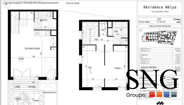 Appartement - 65 m² - 3 pièces