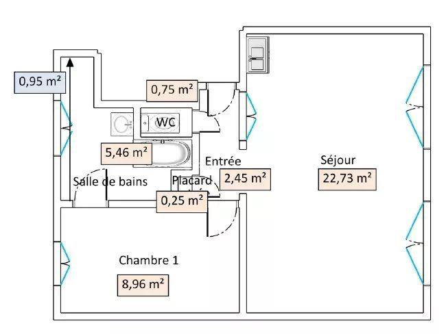 Appartement - 41 m² - 2 pièces
