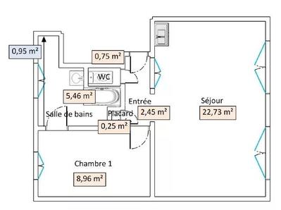 Appartement - 41 m² - 2 pièces