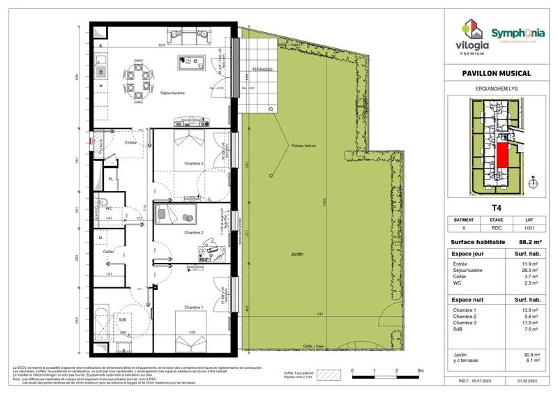 Appartement - 88 m² - 4 pièces