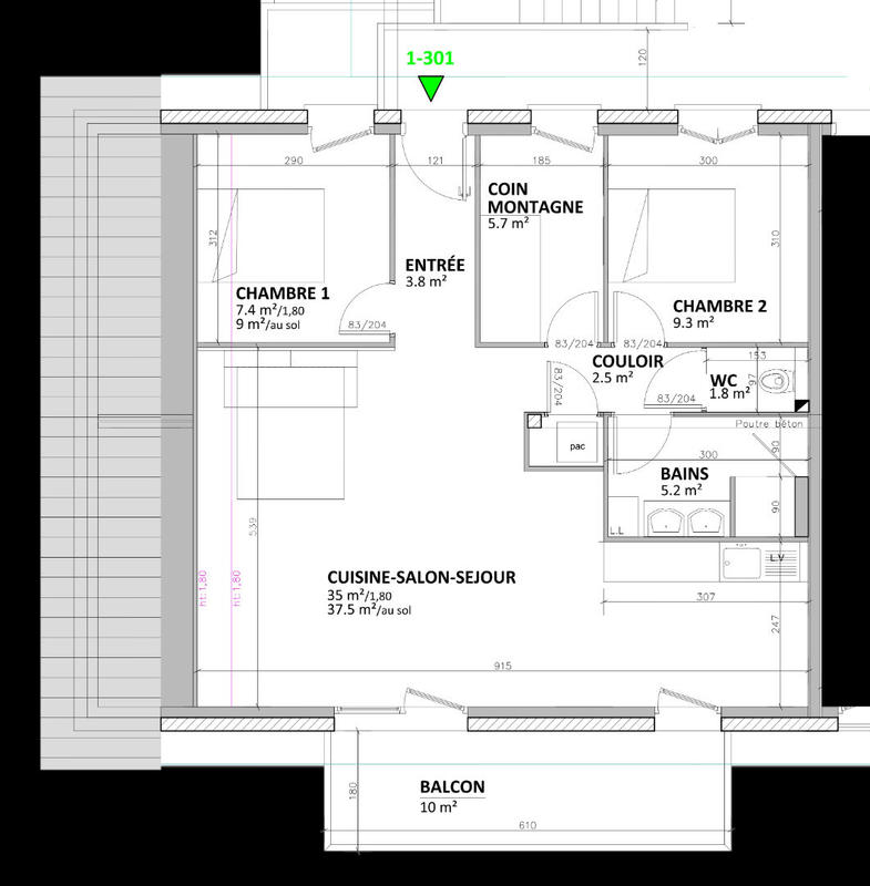 Appartement - 70 m² - 4 pièces