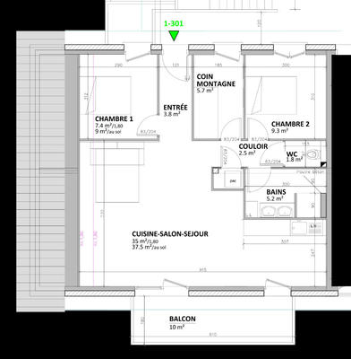 Appartement - 70 m² - 4 pièces