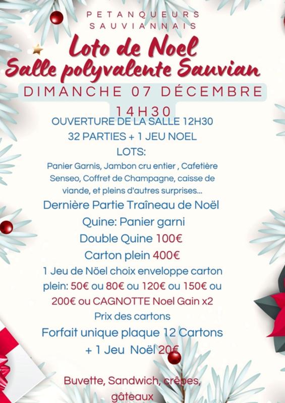 Loto de Noël des Pétanqueurs Sauviannais