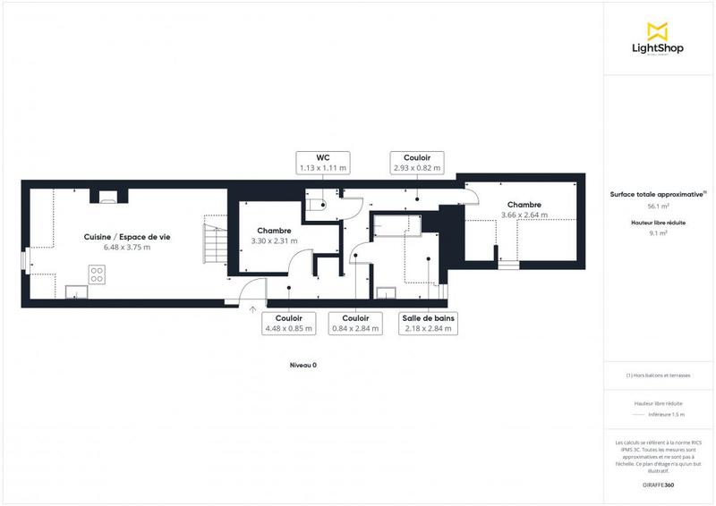 Appartement - 55 m² - 2 pièces