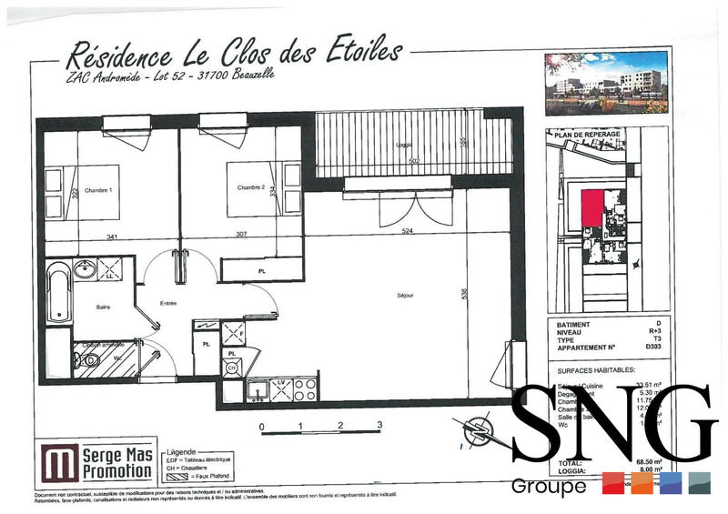 Appartement - 69 m² - 3 pièces