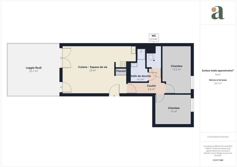 Appartement - 64 m² - 3 pièces