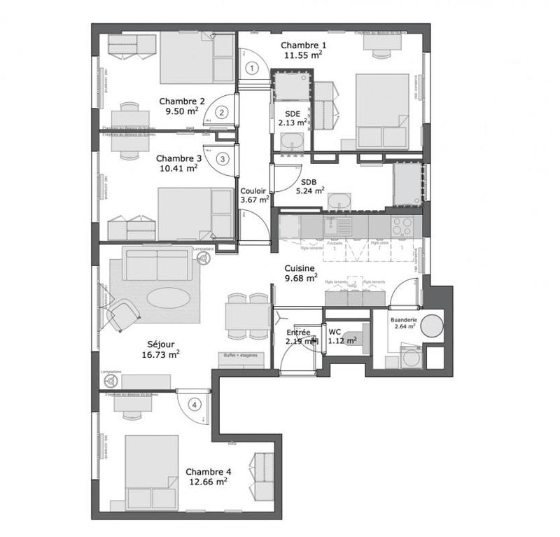 Appartement - 90 m²