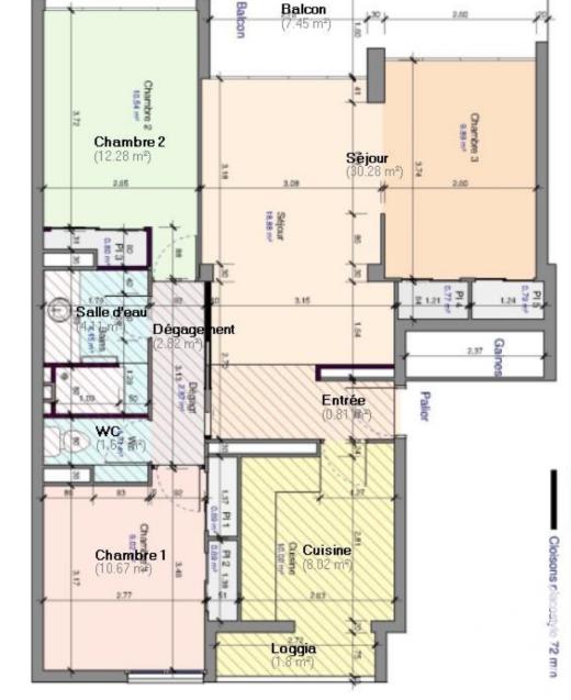 Appartement - 71 m² - 3 pièces