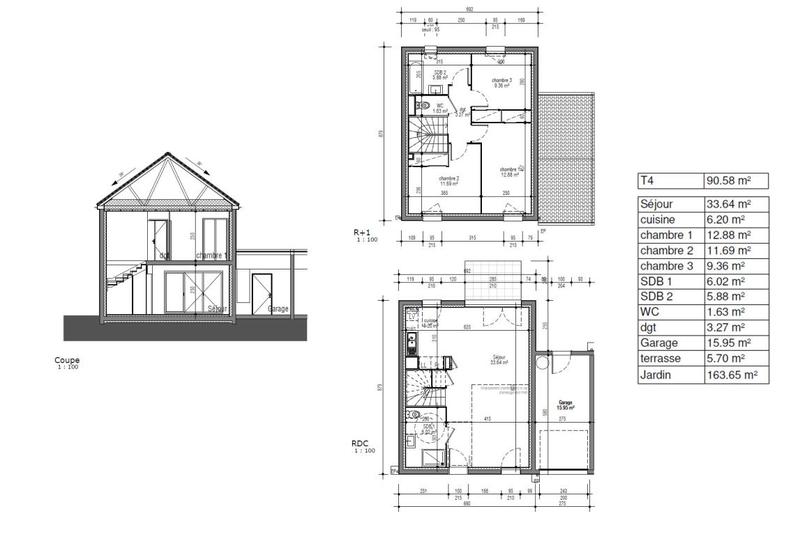 Maison - 90 m² - 4 pièces