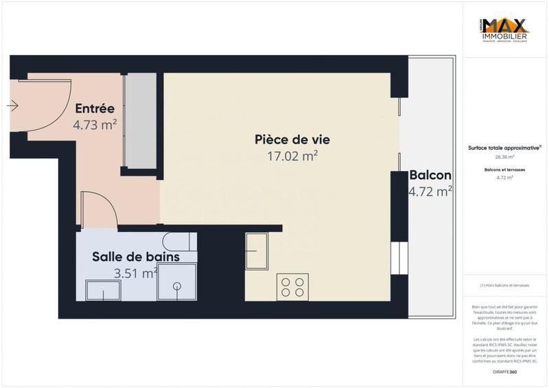 Appartement - 27 m² - 1 pièce
