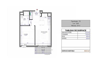 Appartement - 40 m² - 2 pièces