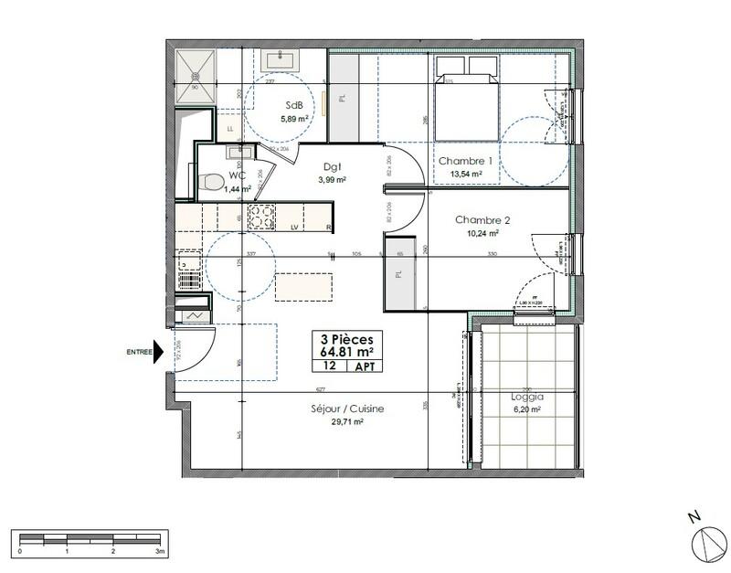 Appartement - 65 m² - 3 pièces